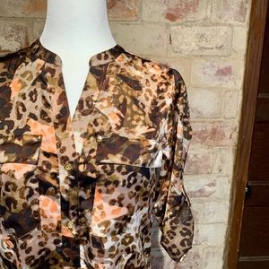 CK animal print button down shirt NWT I Size XS